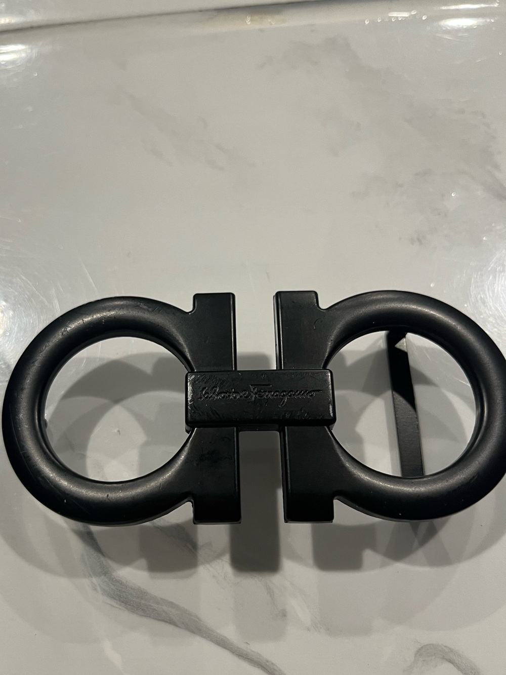 Salvatore Ferragamo Black Double Gancini Belt Buckle
